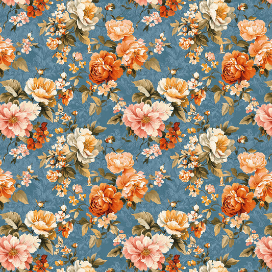 Opulenten Blüten in Orange und Creme für anspruchsvolles Design PVC-freie Tapete  schneller Versand▪️Einfach abziehen, aufkleben, fertig! Made in Germany PCC FoliaConcept