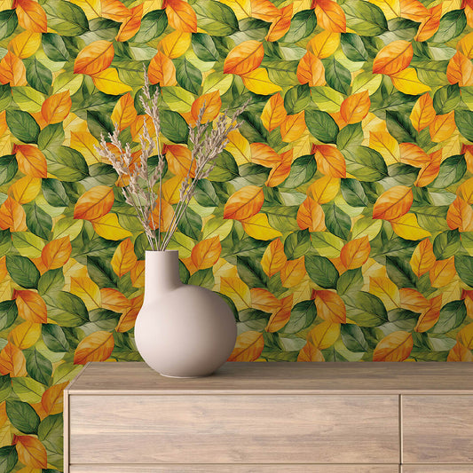 Herbstliche Blättertapete für fröhliche Arbeitszimmer PVC-freie Tapete  schneller Versand▪️Einfach abziehen, aufkleben, fertig! Made in Germany PCC FoliaConcept