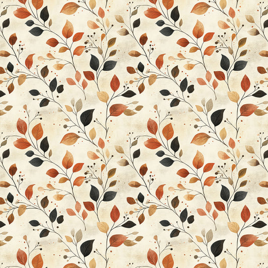 Herbstliche Tapete mit buntem Blättermuster in Naturtönen.  PVC-freie Tapete  schneller Versand▪️Einfach abziehen, aufkleben, fertig! Made in Germany PCC FoliaConcept