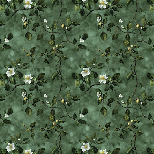 Stilvolle Blumentapete mit weißen Blüten - Selbstklebend und einfach anzubringen – ganz ohne Kleister. PVC-freie Tapete Made in Germany PCC FoliaConcept
