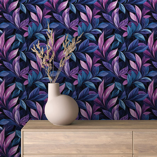 PVC-freie Tapete  schneller Versand▪️Einfach abziehen, aufkleben, fertig! Made in Germany PCC FoliaConcept -Auffällige botanische Tapete auf dunklem Hintergrund