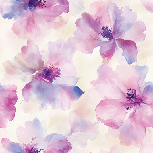 Zarte Aquarell-Blumentapete für helle, kreative Wohnräume PVC-freie Tapete  schneller Versand▪️Einfach abziehen, aufkleben, fertig! Made in Germany PCC FoliaConcept