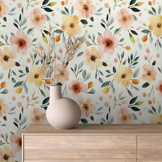 Blumentapete Aquarell PVC-freie Tapete  schneller Versand▪️Einfach abziehen, aufkleben, fertig! Made in Germany PCC FoliaConcept