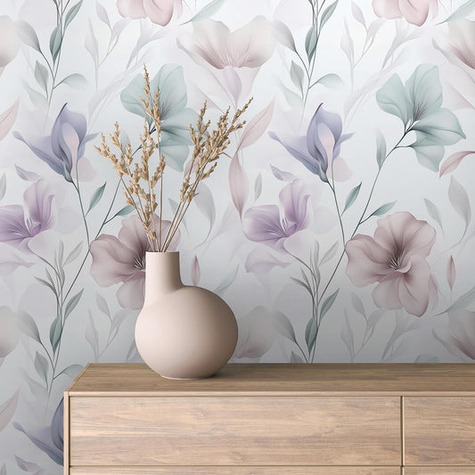 Pastellfarbene Wandtapete in Rosé, Flieder & Mintgrün PVC-freie Tapete  schneller Versand▪️Einfach abziehen, aufkleben, fertig! Made in Germany PCC FoliaConcept