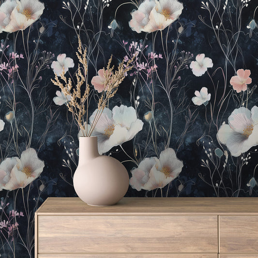 Zarte Aquarellblüten auf dunklem Hintergrund. Selbstklebend, abziehbar & leicht anzubringen PVC-frei  schneller Versand▪️Made in Germany PCC FoliaConcept 
