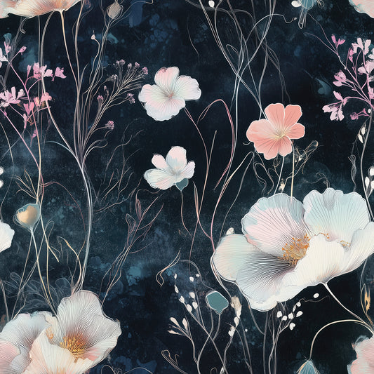 Zarte Aquarellblüten auf dunklem Hintergrund. Selbstklebend, abziehbar & leicht anzubringen PVC-frei  schneller Versand▪️Made in Germany PCC FoliaConcept 