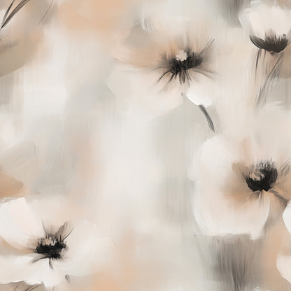 Moderne Blütentapete in Beige & Weiß: FLORAL 0079 vereint abstrakte Eleganz mit sanften Farben. Selbstklebend, abziehbar & einfach schön! 