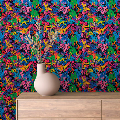 Neon-Graffiti Look  Bunte Kontraste  Selbstklebend & PVC-frei – by PCC FoliaConcept