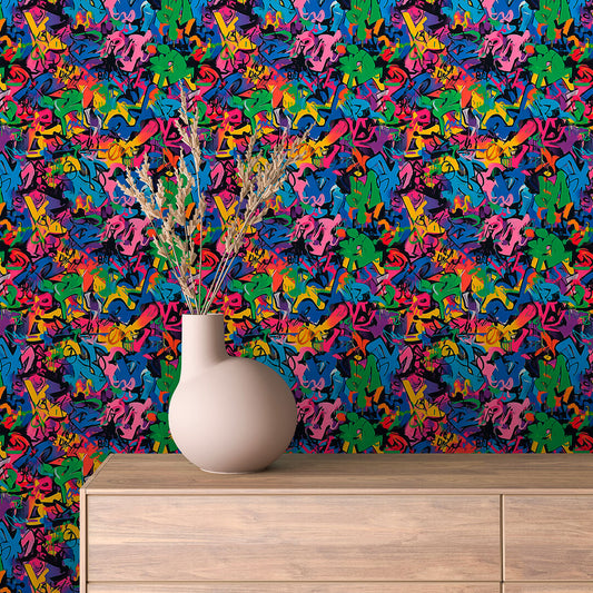 Neon-Graffiti Look  Bunte Kontraste  Selbstklebend & PVC-frei – by PCC FoliaConcept