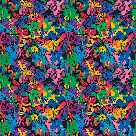 Neon-Graffiti Look  Bunte Kontraste  Selbstklebend & PVC-frei – by PCC FoliaConcept