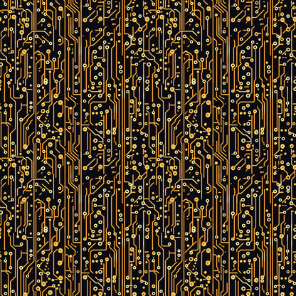 Lieferzeit 2-4 Tage  Gold auf Schwarz  Elektronik-Look trifft Luxus  Selbstklebend & PVC-frei – by PCC FoliaConcept