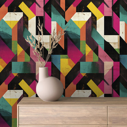 Bunt Geometrischer Retro-Look
