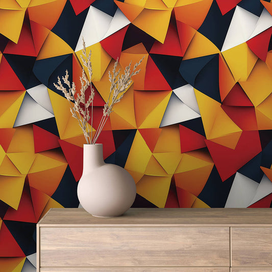 Faltoptik Feuerfarben Geometrisch