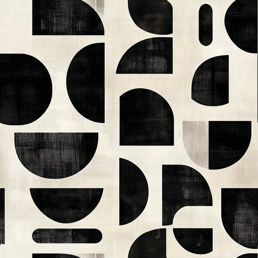Geometrische Retro Tapete Schwarz-Weiß
