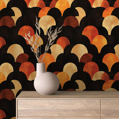 Retro Fächer Orange-Gelb Geometrisch