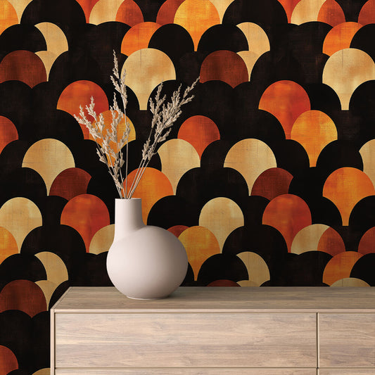 Retro Fächer Orange-Gelb Geometrisch