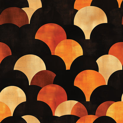 Retro Fächer Orange-Gelb Geometrisch