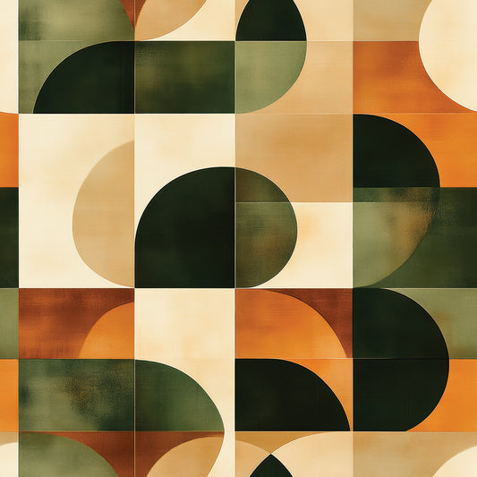 Retro Grün-Orange Kreise Geometrisch