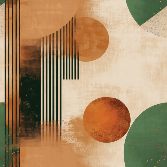 Retro Grün-Orange Linien Geometrisch
