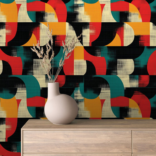 Retro Bunt Kurven & Formen Geometrisch