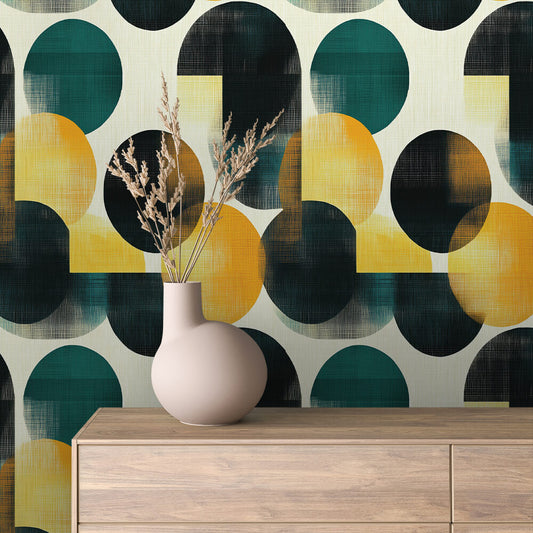 Gelb Petrol Kreise Geometrisch