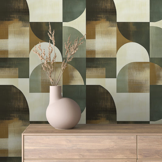Grün Beige Kurven Geometrisch