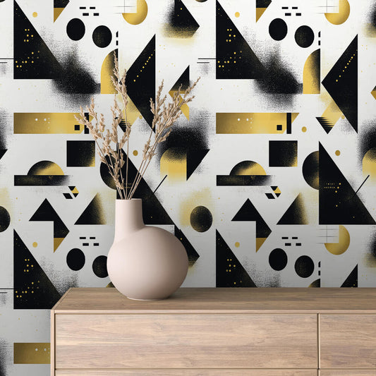 Schwarz Gold Muster Dreiecke Geometrisch
