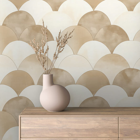 Beige Creme Halbkreise Muster Geometrisch