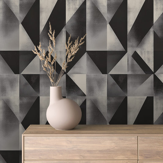 Schwarz Grau 3D Dreiecke Würfel Geometrisch
