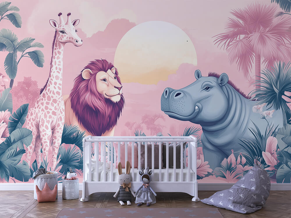 Safari Freunde Kinderzimmer-Fototapete-Wandtatoo-selbstklebend