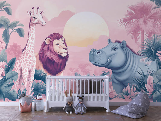 Safari Freunde Kinderzimmer-Fototapete-Wandtatoo-selbstklebend