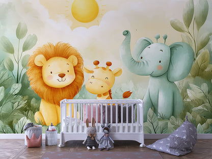 Kleine Safari-Gang Kinderzimmer-Fototapete-Wandtatoo-selbstklebend