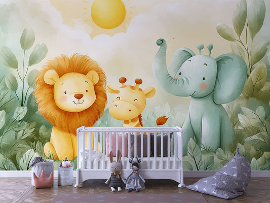 Kleine Safari-Gang Kinderzimmer-Fototapete-Wandtatoo-selbstklebend
