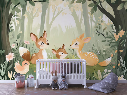 Rehkitz & Freunde Kinderzimmer-Fototapete-Wandtatoo-selbstklebend
