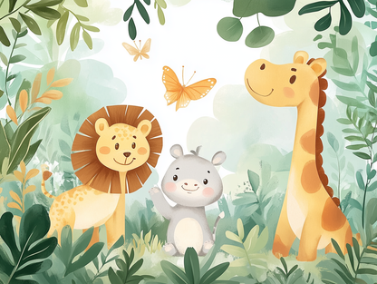 Safari-Kuschelfreunde Kinderzimmer-Fototapete-Wandtatoo-selbstklebend