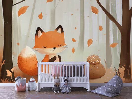 Kleiner Fuchs, großes Glück Kinderzimmer-Fototapete-Wandtatoo-selbstklebend