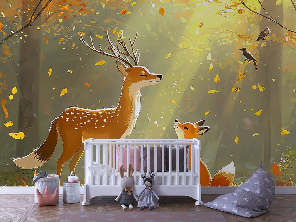 Waldfreude Kinderzimmer-Fototapete-Wandtatoo-selbstklebend