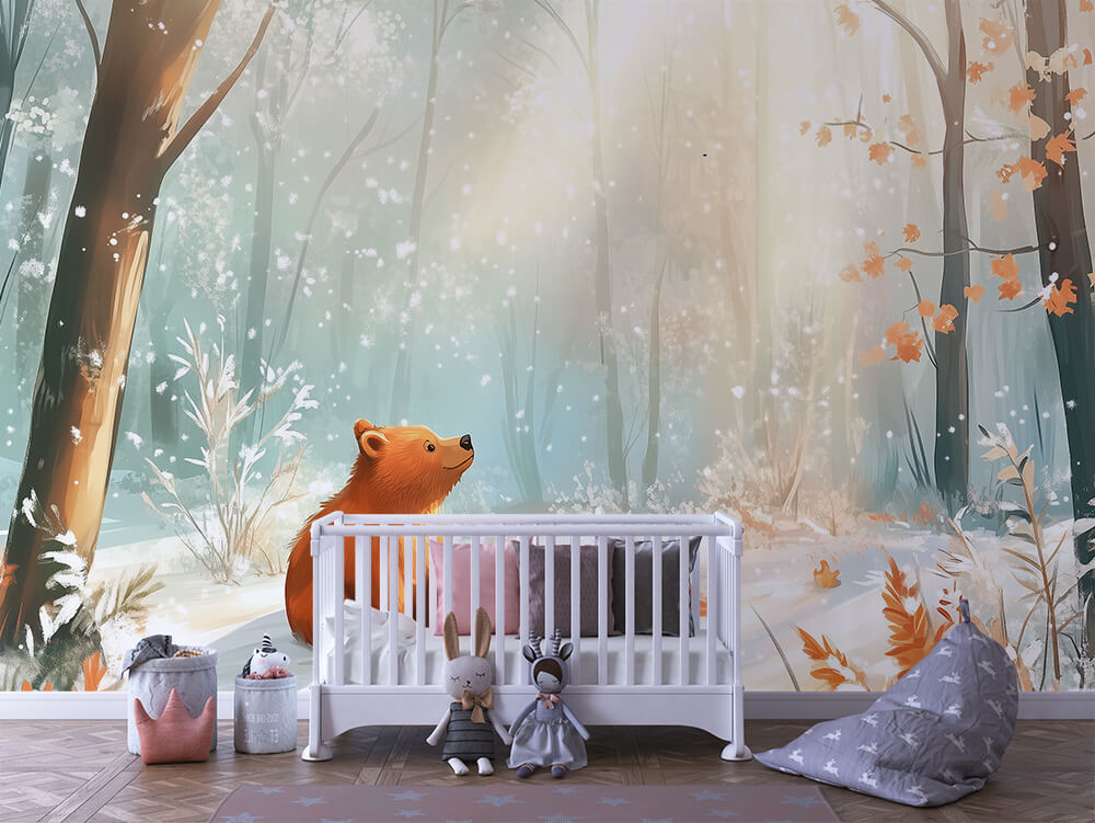 Kleiner Bär im großen Licht Kinderzimmer-Fototapete-Wandtatoo-selbstklebend
