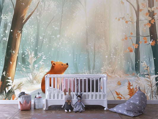 Kleiner Bär im großen Licht Kinderzimmer-Fototapete-Wandtatoo-selbstklebend