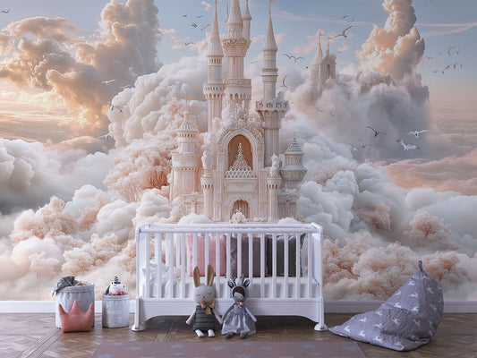 Wolkenschloss Kinderzimmer selbsklebende Fototapete