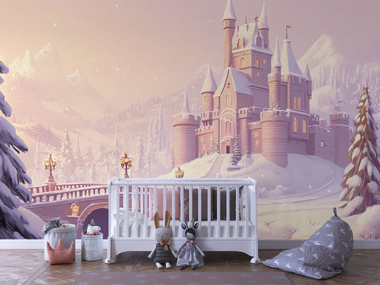 Wintertraum-Schloss Kinderzimmer selbsklebende Fototapete
