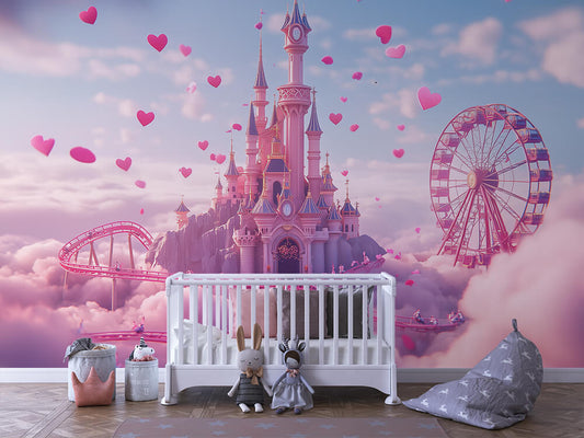 Traumschloss im Wolkenpark Kinderzimmer selbsklebende Fototapete