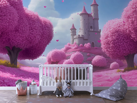 Herzschloss im Rosengarten Kinderzimmer selbsklebende Fototapete