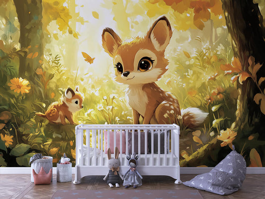Rehkitzliebe Kinderzimmer selbsklebende Fototapete