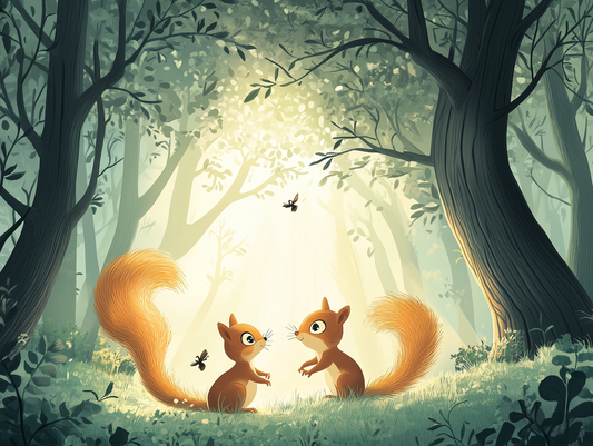 Eichhörnchen im Morgenlicht Kinderzimmer selbsklebende Fototapete