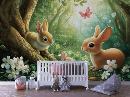 Goldfund im Hasenwald Kinderzimmer selbsklebende Fototapete