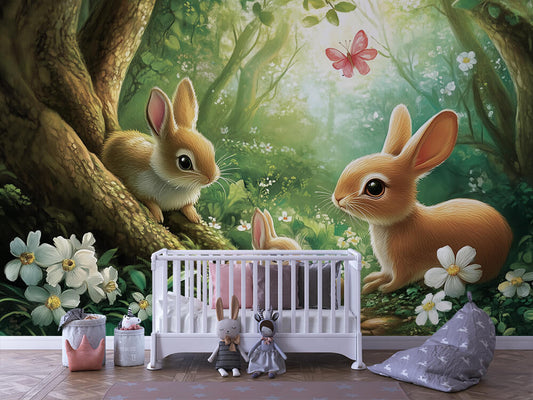 Goldfund im Hasenwald Kinderzimmer selbsklebende Fototapete