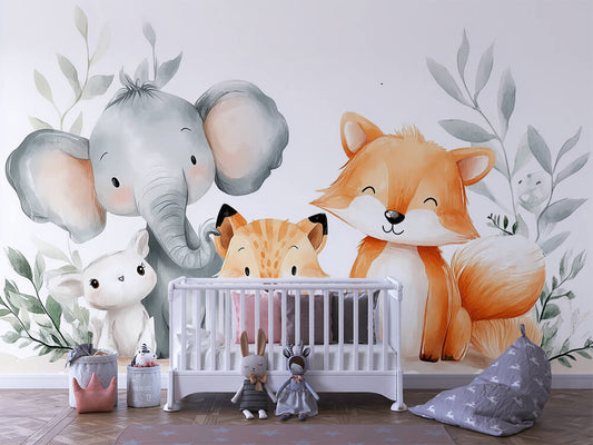 Tierisch beste Freunde Kinderzimmer selbsklebende Fototapete