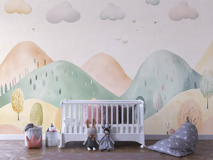 Träumeland in Pastell Kinderzimmer selbsklebende Fototapete