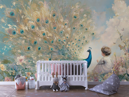 Das Kind und der Pfau Kinderzimmer selbsklebende Fototapete